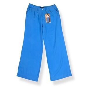 Sound Style Pants Women 10 (33x30.5) Blue Wide Leg High Rise Tencel NWT